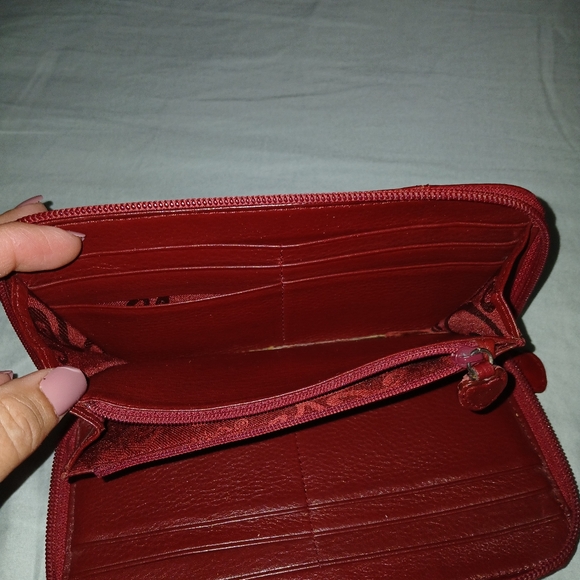 Brighton Red Heart Leather Zippered Wallet - Picture 5 of 6